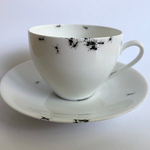 Chitins Gloss Cup Vintage Porcelain Handpainted With Ants image 1