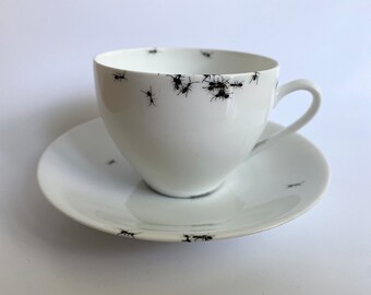 Chitins Gloss - Cup - Vintage Porcelain Handpainted With Ants