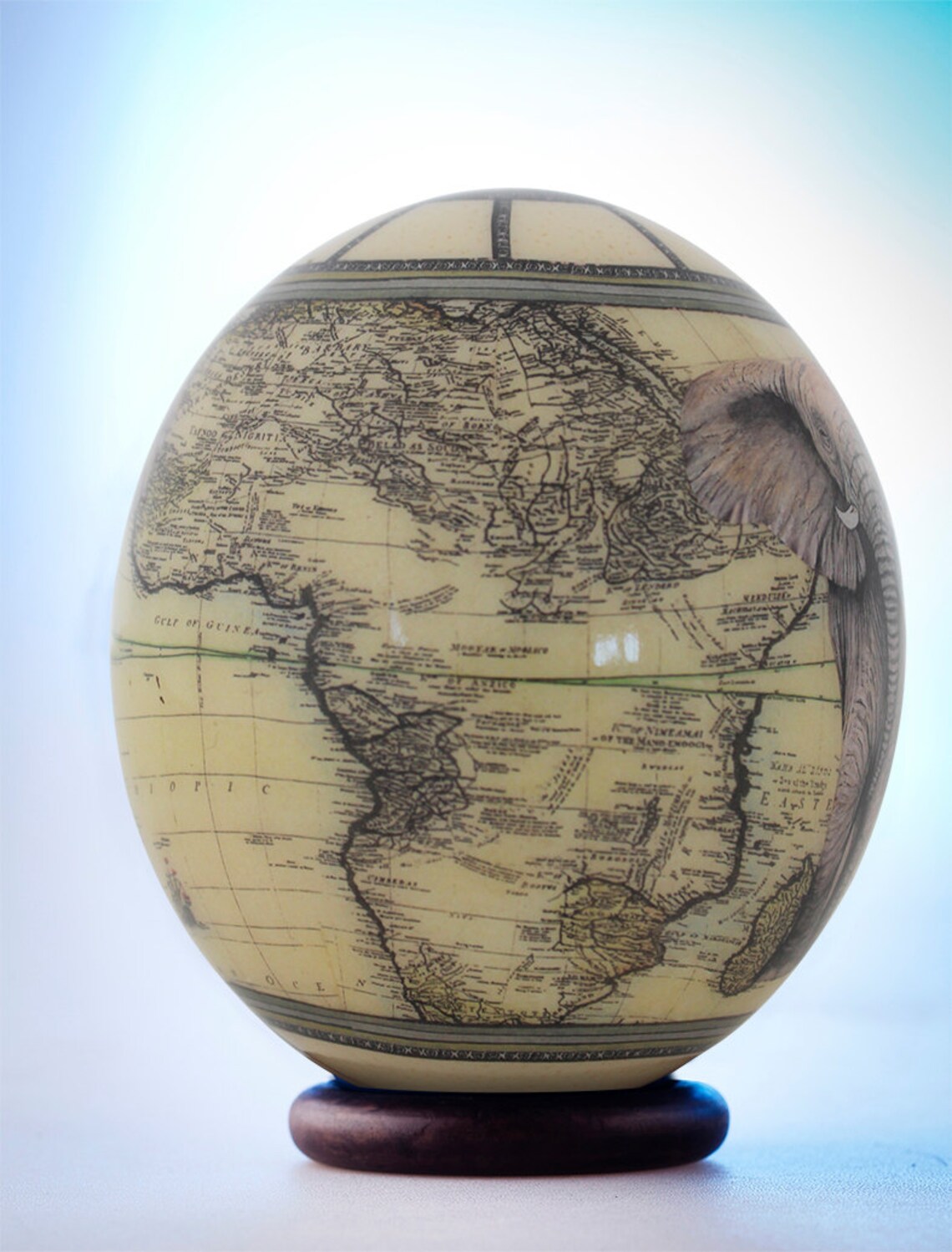 Decoupage Elephant Ostrich Egg the Majestic African Elephant Etsy