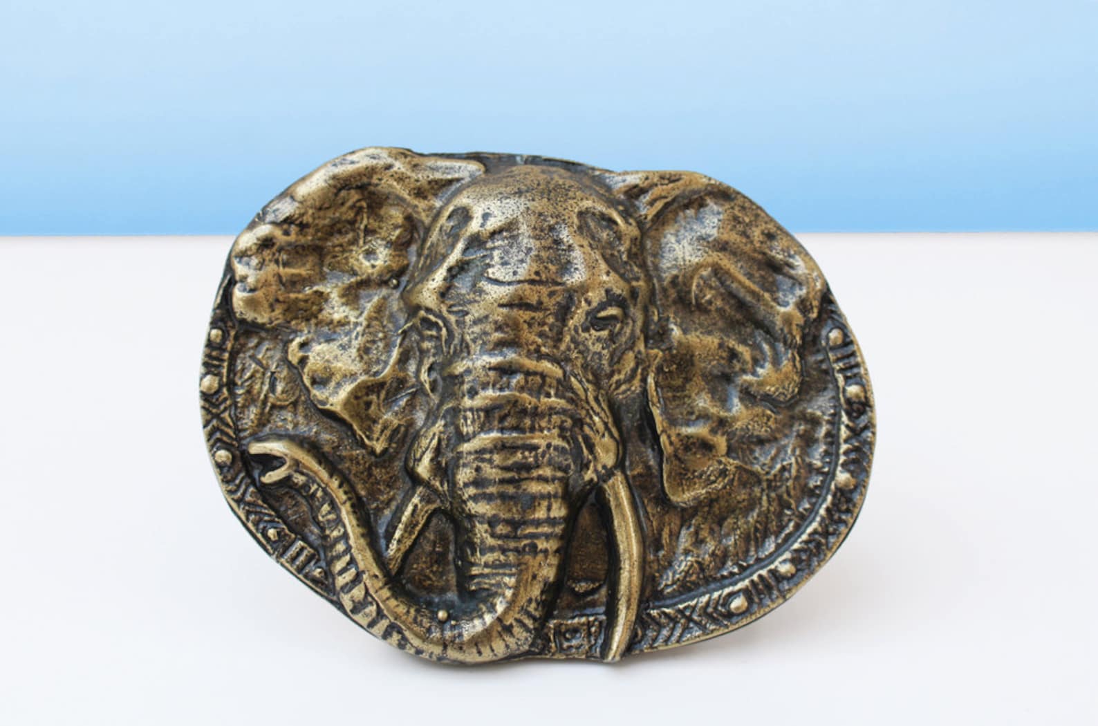 Brass African Elephant Belt Buckle choose From 2 Sizes the Etsy