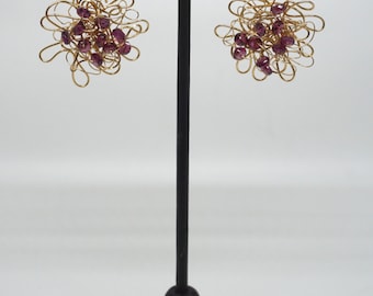 14k Gold Fill Wire Wrap Earring with Rhodolite Garnet Gemstones
