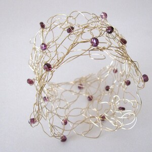 14k Gold Wire Wrap Bracelet with Rhodolite Garnet Gemstones image 4