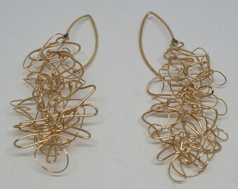 14k Gold Fill Wire Wrap Long Earrings