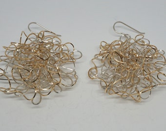 14k Gold Fill and Sterling Silver Wire Wrap Round Earrings