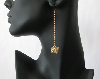 14k Gold Fill Wire Wrap Disco Ball Earrings with Citrine Gemstones