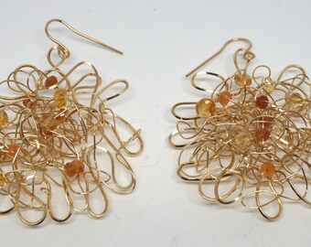 14k Gold Fill Wire Wrap Earrings with Citrine Gemstones