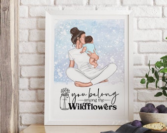 MOTHER - DIGITAL DOWNLOAD A3, A4 and A5 Posters - You Belong with the Wildflowers, Mum, Mom, Mother's Day, Boy, Baby Boy
