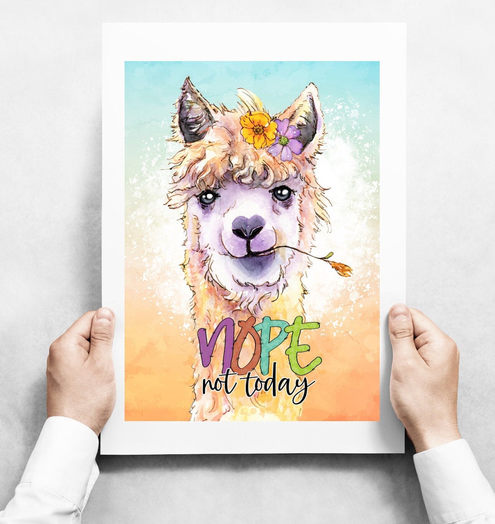 Llama Wall Art INSTANT DOWNLOAD A4 Poster, Print, Handmade, Nope-not Today, Handmade Print ...