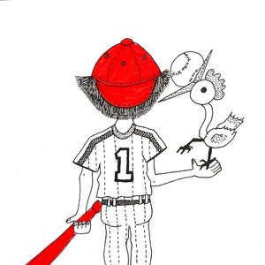 Carte de voeux peinte à la main de joueur de baseball