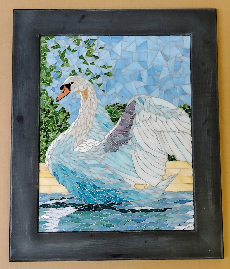 Mosaic Wall Art Swan Lake Reflection Etsy
