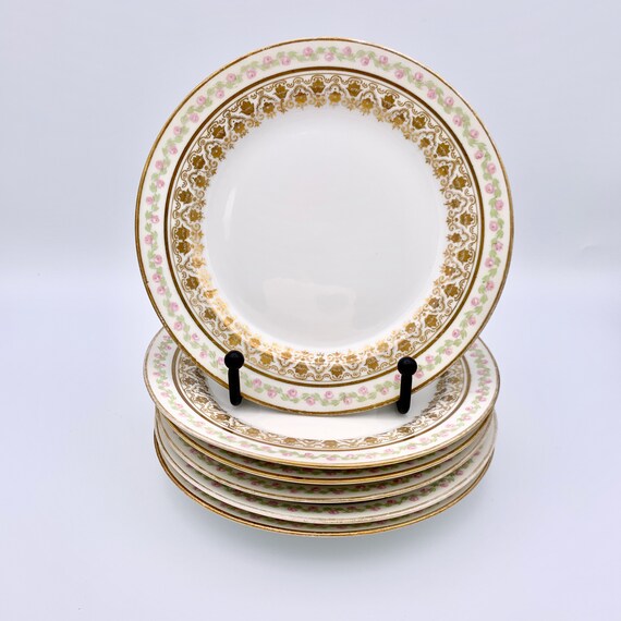Antique Limoges Dessert Plates With Gold Filigree and Pink Etsy