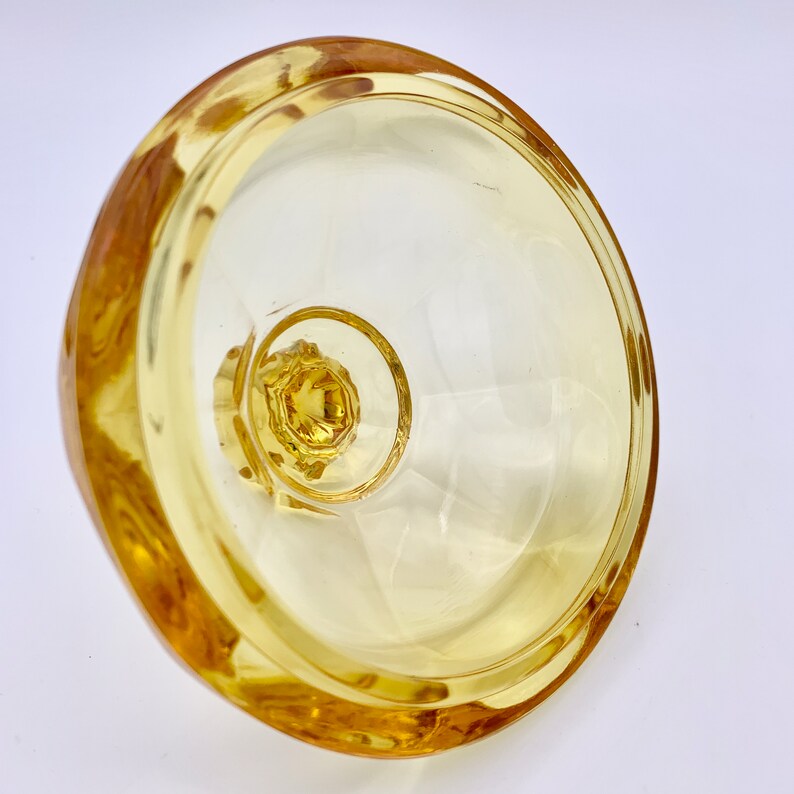 Old Williamsburg Yellow Glass Candy Dish With Lid Excellent Etsy