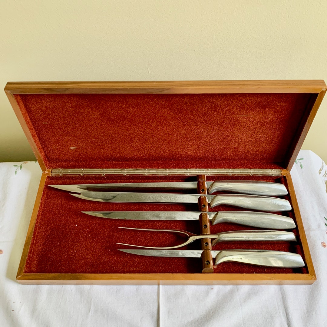 Vintage Gerber 5 Piece Carving Set With Walnut Box Four Etsy