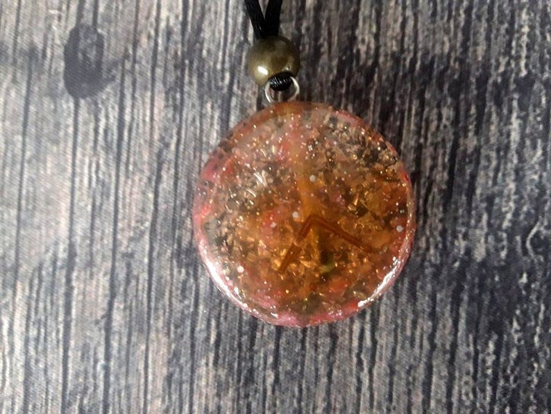 Orgone Pendant Kenaz of Protection Magical Rune Jewelry Orgon Increases Value Skills Necklace Pink Celtic Rune Amber of Development Creative