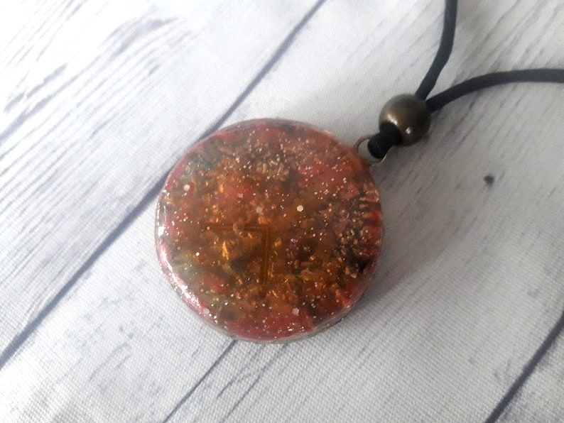 Orgone Pendant Kenaz of Protection Magical Rune Jewelry Orgon Increases Value Skills Necklace Pink Celtic Rune Amber of Development Creative