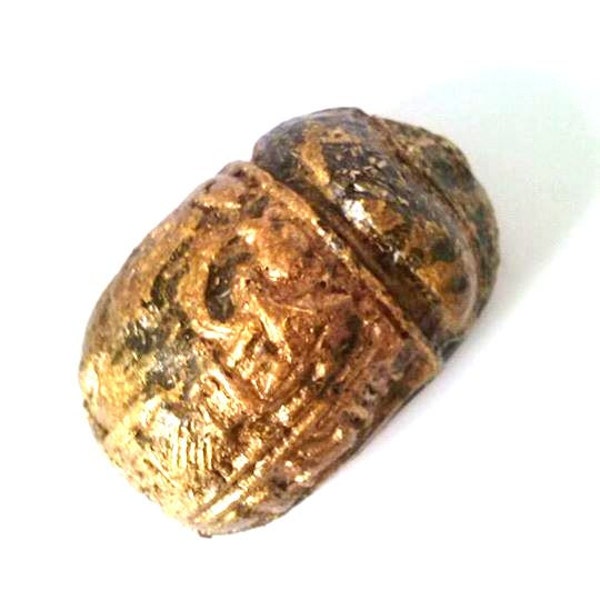 Egyptian Amulet Beetle-Good Luck-of-magic organite covered in gold-crafted
