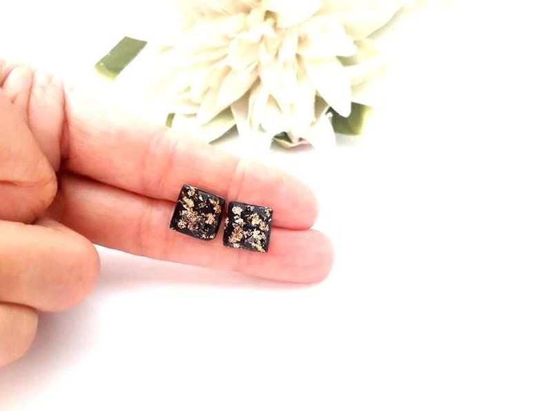 Orgone Square Earrings Shungite /& Gold Earrings Elegant Earrings Square Jewel Energy Jewelry of Protection EMF Earrings Magic Magnesite