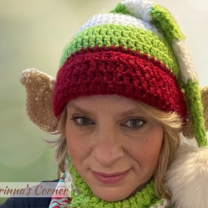 Elf hat with ears UPGRADED FUR POM, Santa&#39;s helper, Santa Hat, Christmas photo prop, xmas hat, elf costume