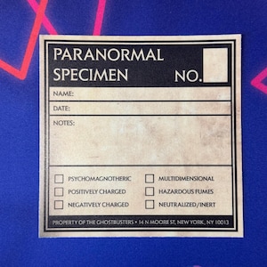 Ghostbusters Paranormal Specimen Square Label