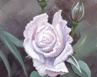 White Rose in Acrylic painting, Original Flower Painting