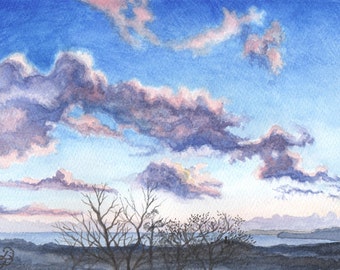 Sunset in Watercolour, Cornwall in Watercolour