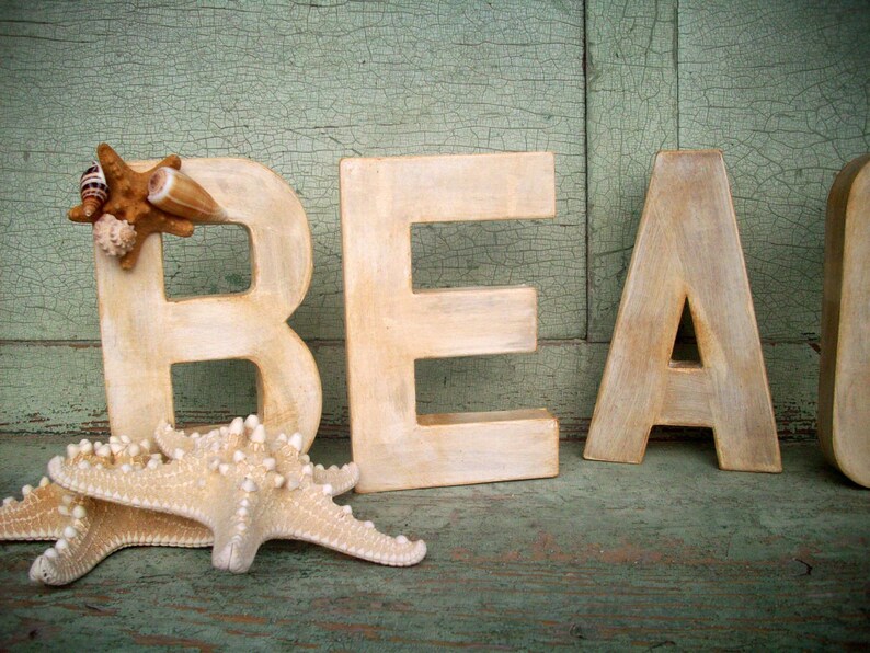 Beach Decor Aged White Paper Mache Beach Sign Beach Decor Etsy
