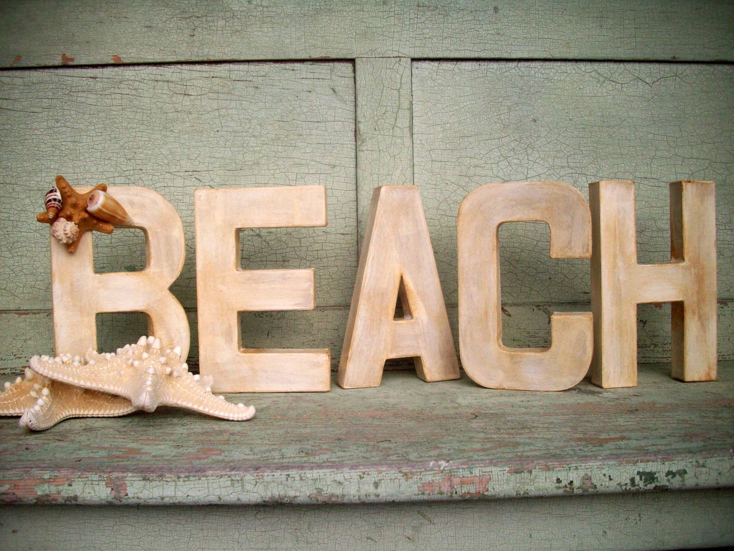 Beach Decor Aged White Paper Mache Beach Sign Beach Decor Etsy