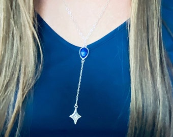 Lapis Y Necklace, Lapis Lazuli jewelry, gifts for her, boho jewelry, bohemian necklace, lariat necklace,statement necklace,gemstone necklace