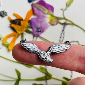 Halskette mit fliegender Eule, 18-Zoll-Halskette, einfache Eulenhalskette, Vogelhalskette, Eulenschmuck, handgemachter Silberschmuck, Halsketten für Frauen, Geschenk