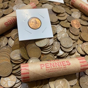 2 Rolls of Lincoln Wheat Pennies + Bonus AU/BU Wheat. High Grade Wheat and Steel Penny Ends