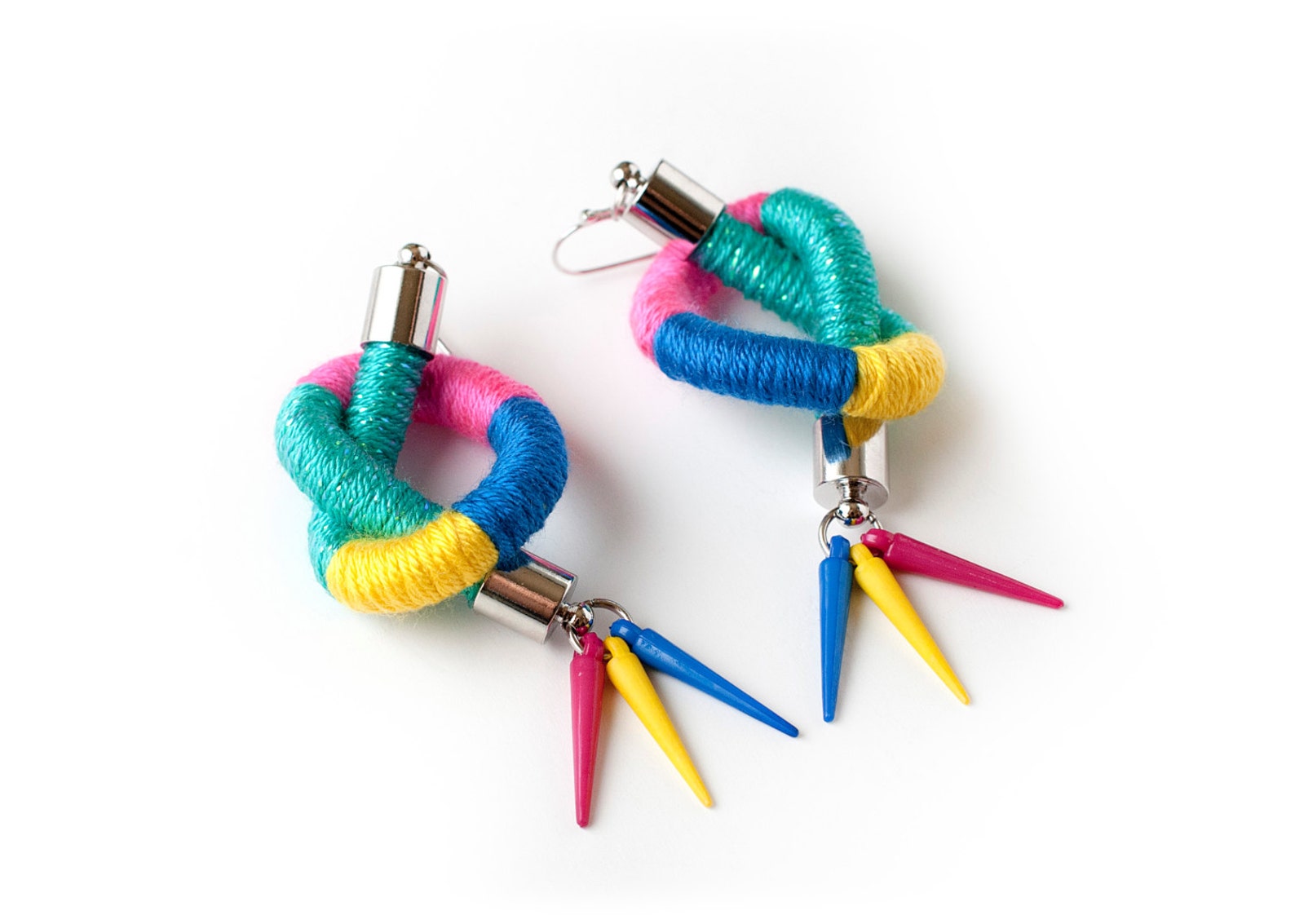 Colorful Rope Dangle Earrings Funky Cord Earrings Color Etsy