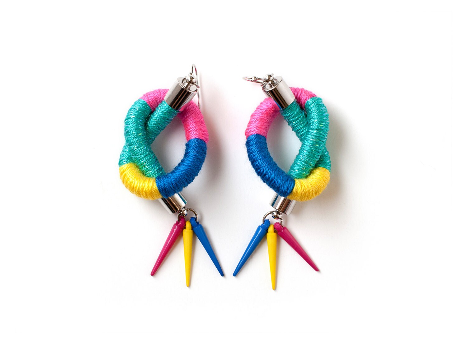 Colorful Rope Dangle Earrings Funky Cord Earrings Color Etsy