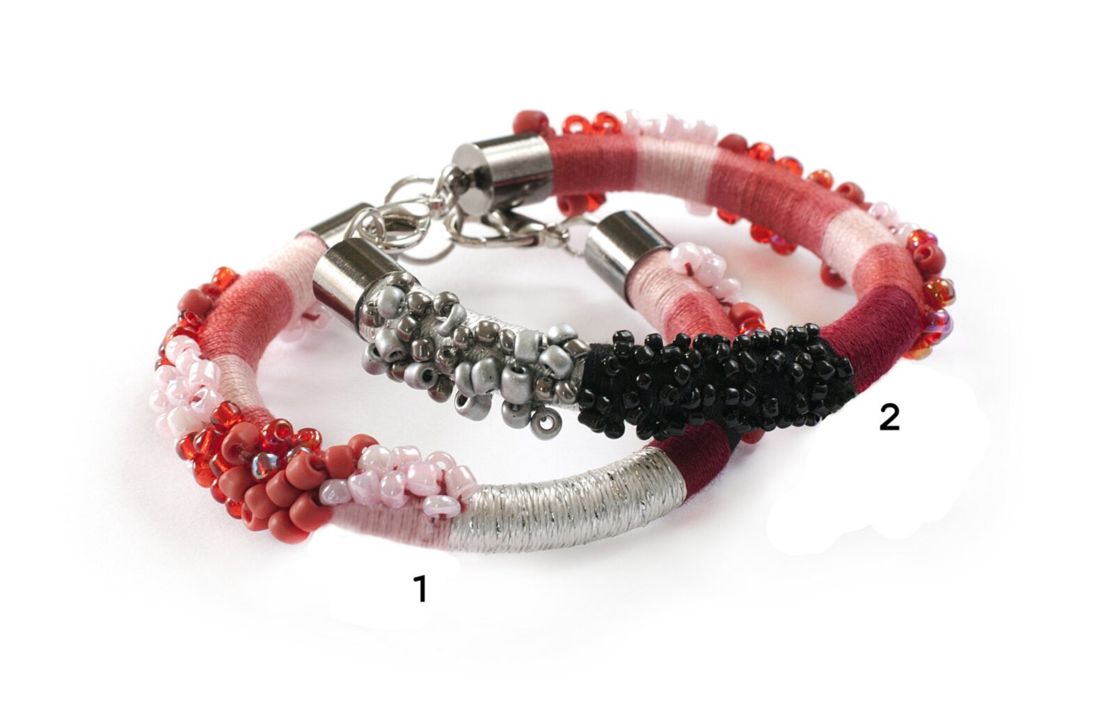 Beaded Rope Bracelet Black and Red Bracelet Fiber Ombre Etsy