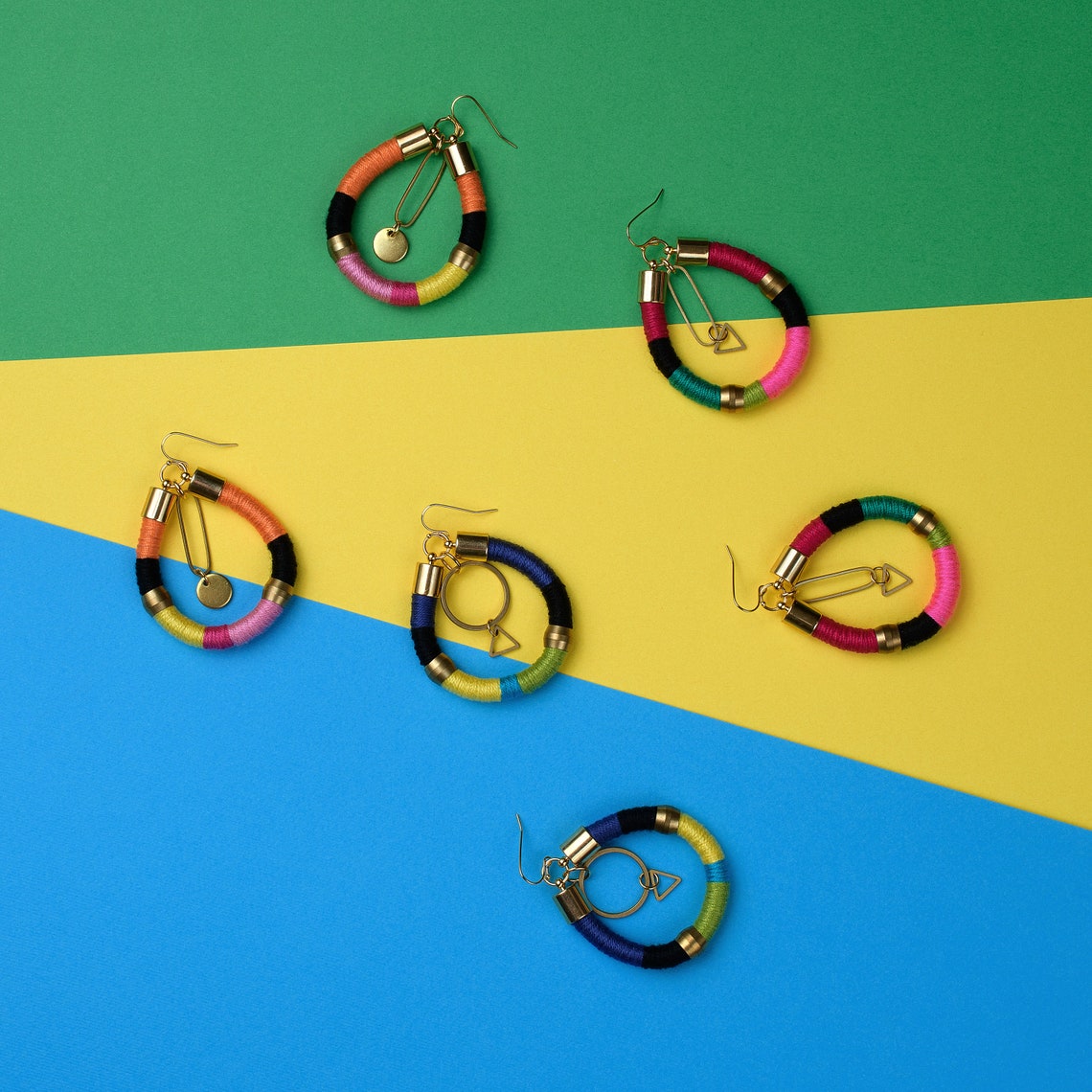 African Inspired Earrings Rope Dangle Earrings Colorful Etsy