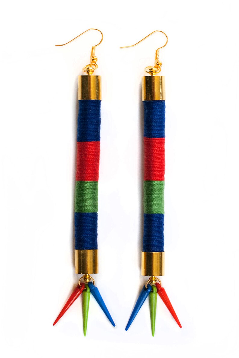 Tube Rope Earrings in Nautical Colors Red Blue Green Summer Etsy
