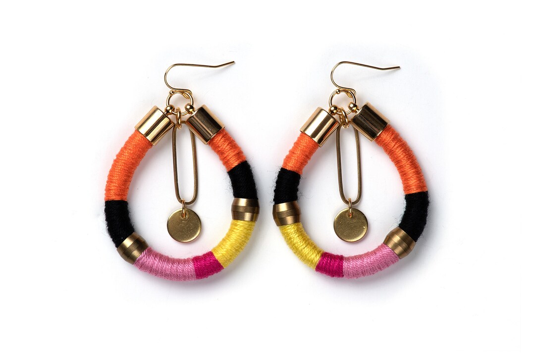 African Inspired Earrings Rope Dangle Earrings Colorful - Etsy