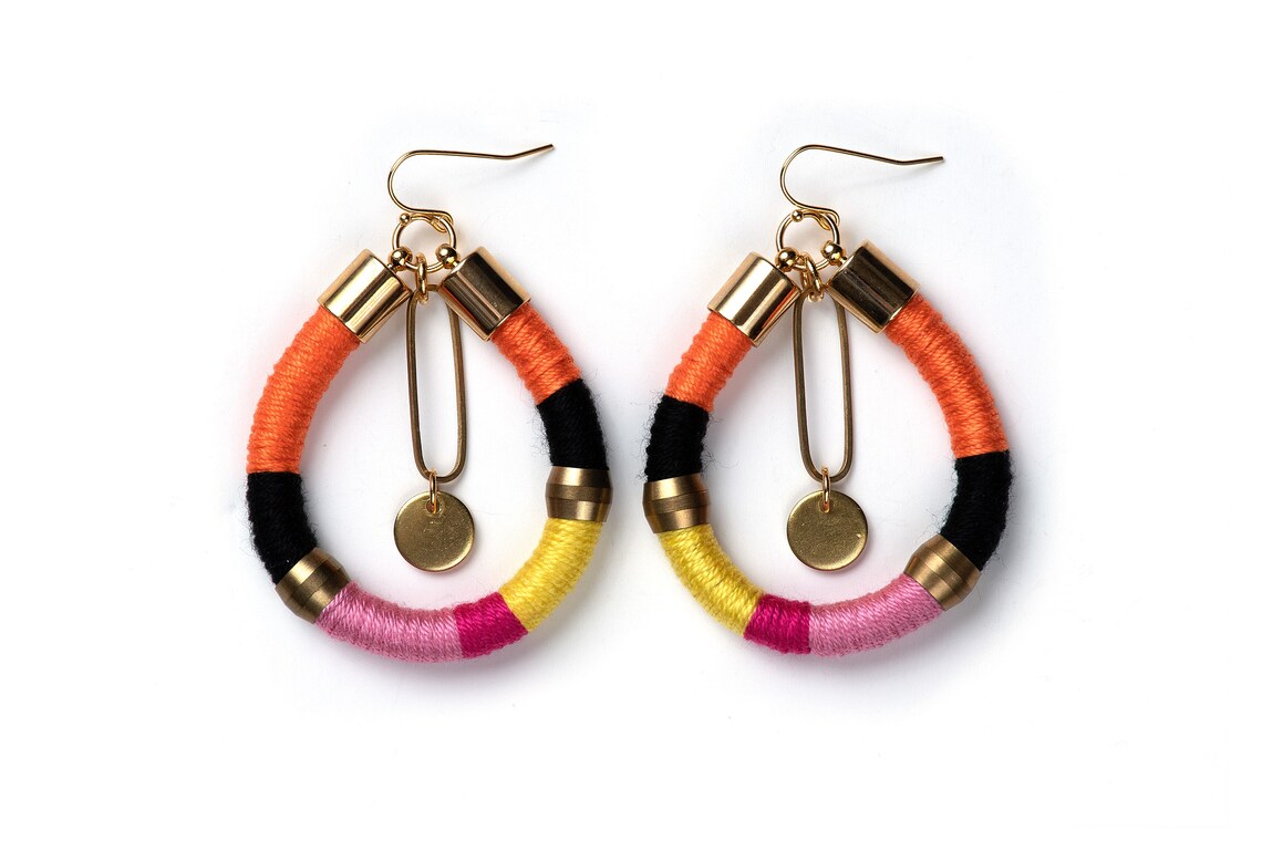 African Inspired Earrings Rope Dangle Earrings Colorful Etsy