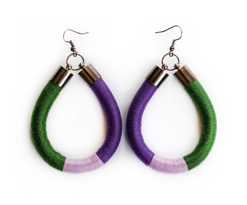 Wrapped Cord Earrings Rope Statement Earrings Colorful Boho Etsy