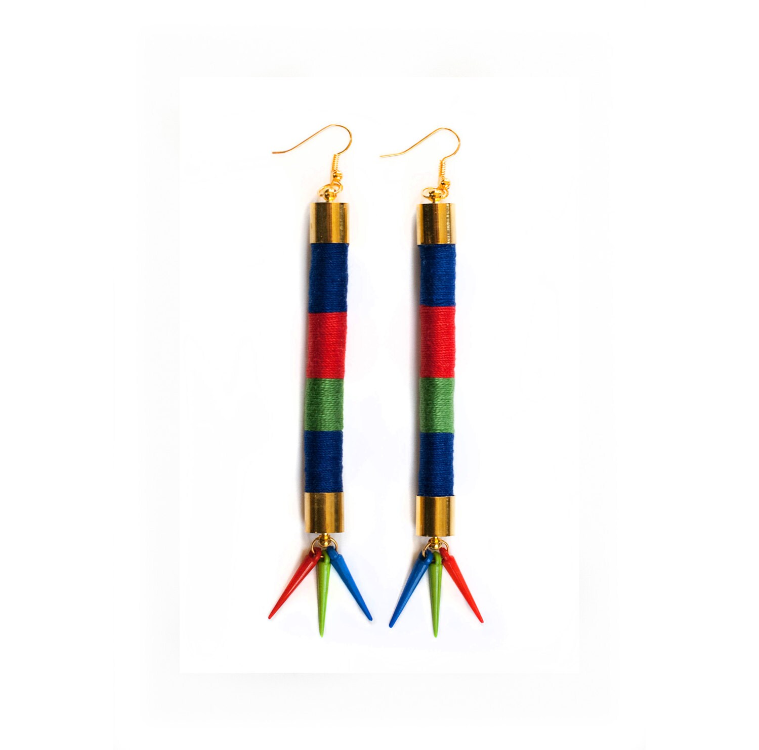Tube Rope Earrings in Nautical Colors Red Blue Green Summer Etsy