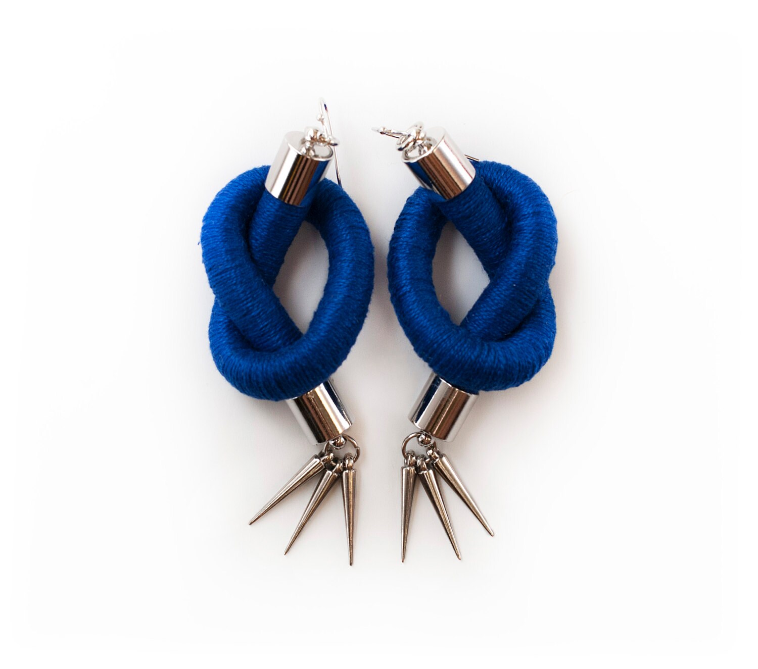 Blue Rope Knot Earrings Red Dangle Cord Earrings Statement Etsy