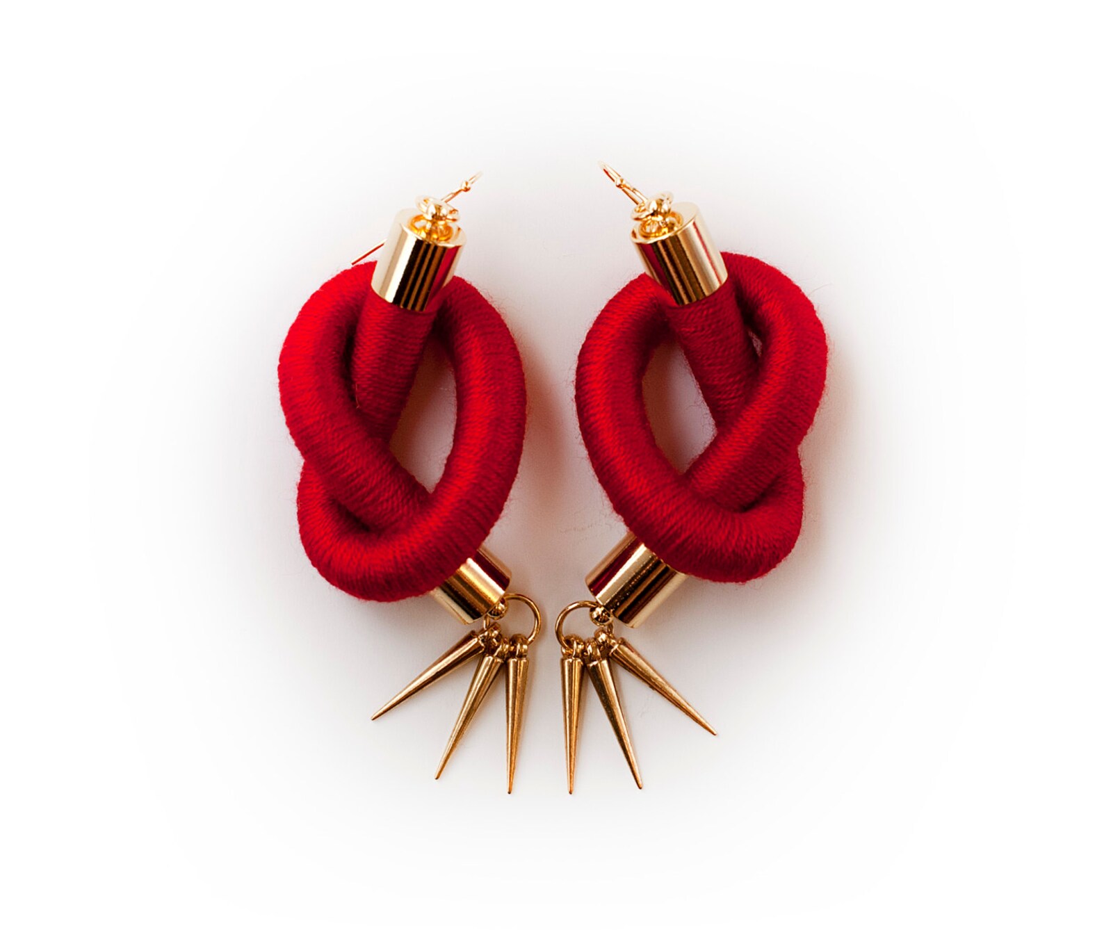 Blue Rope Knot Earrings Red Dangle Cord Earrings Statement Etsy