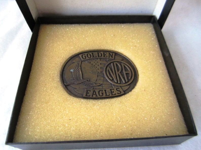 Brass Nra Golden Eagles Belt Buckle Still In The Original Box