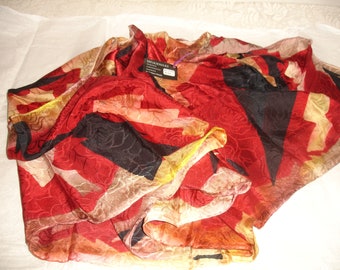 Gorgeous Vintage WoodSilks Handpainted Silk Scarf by Barbara Woods 78x16 NWT