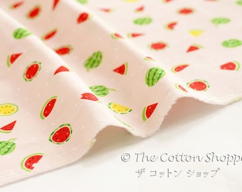 Kokka Cool Breeze Fabric ~ Small Watermelon Pink B ~ Double Gauze Cotton - Japanese Fabric ~ Fruits Fabric ~ Mask Fabric ~ Apparel Fabric