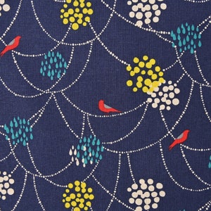 Echino Bird To Hang C Navy Kokka Japanese Fabric Cotton Linen Canvas Fabrics Bag Fabric Apparel Home Decor Fabric Etsuko Furuya image 2