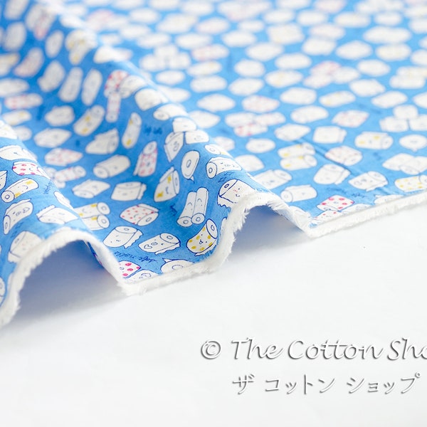 Kokka Cool Breeze ~ Toilettenpapier Blau D ~ Double Gauze Cotton ~ Japanischer Stoff ~ Toilettenpapierrollen ~ Bekleidungsstoff