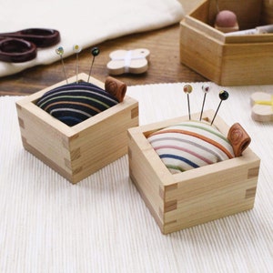Needle Pin Cushion ~ Cohana Masu Pincushion with Kokura Textile and Shippo Glass Sewing Pins ~ Dressmakers Pins ~Sewing Notion ~ Sewing Tool