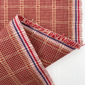 Japanese Fabric ~ Textile Pantry by Junko Matsuda ~ Chidori Square & Stitch ~ G Red ~ Yarn-Dyed  Fabric ~ Patchwork Fabric ~ Quilting Cotton