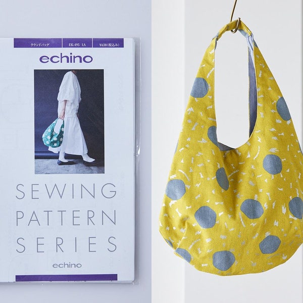 Japanese Sewing Pattern ~ Echino Bag Pattern 495 ~ Round Bag Pattern ~ Bag Making Pattern ~ Bag Sewing~ Japanese Bag Pattern ~ Kokka Fabrics