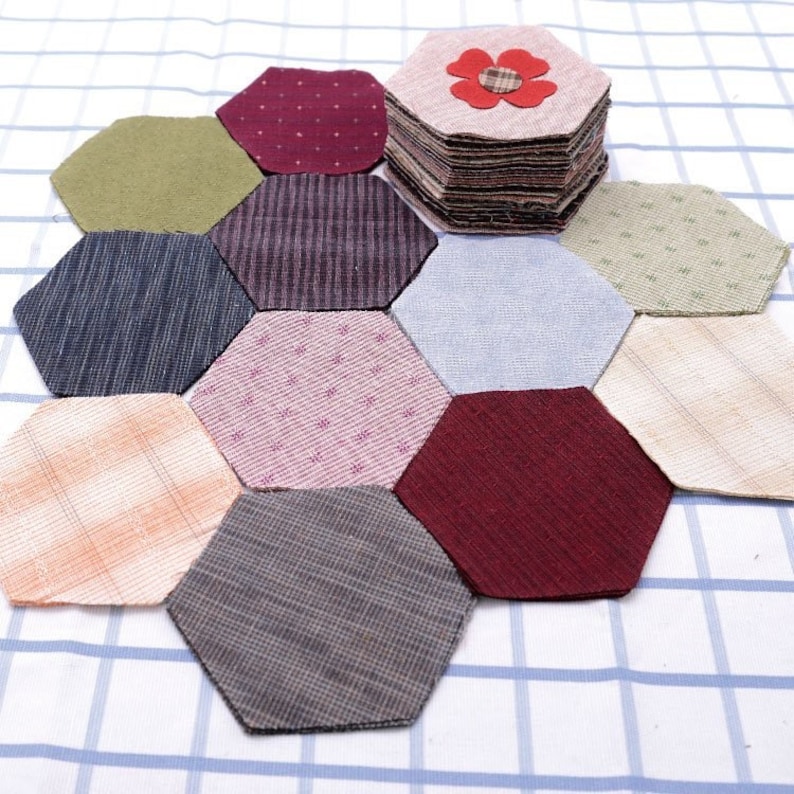 Precut Fabric Yarndyed Hexagons Large Precut Hexies 5cm Etsy